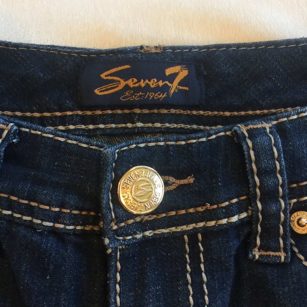 Seven 7 Jeans Denim Shorts Dark Wash Sz 6 - Picture 3 of 5